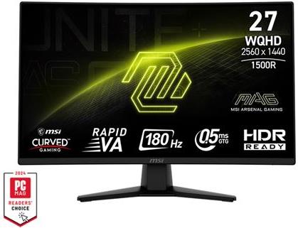 MSI MAG 274CQF Gaming Monitor, 27" 180Hz WQHD (2560x1440), Rapid VA, 16:9, 300NITS, CR 5000:1, 0.5ms (GtG, Min.), Adaptive-Sync, HDR Ready, 1x DP, 2x HDMI
