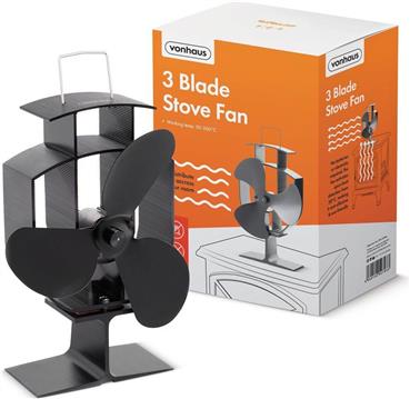 VonHaus fireplace fan 4 arms and temperature gauge