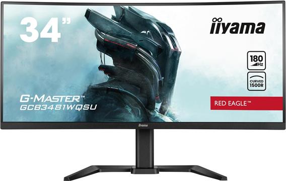 IIYAMA 34" G-Master GCB3481WQSU-B1 UWQHD (3440×1440) zakrivljeni VA, 180Hz, 21:9, 0.3ms, 500cd/m2, 4000:1, 2×HDMI/2×DP, 4×USB3.2, FreeSync Premium, HA, zvučnici, crni