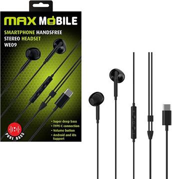 MAXMOBILE SLUŠALICE HANDSFREE WE09TYPE-C crna