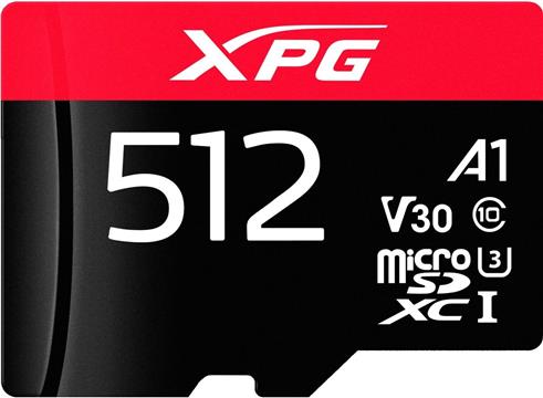 512 GB microSDXC (black/rot, UHS-I U3, Class 10, V30, A2)