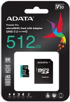 Premier Pro 512 GB microSDXC (UHS-I U3, Class 10, V30, A2)
