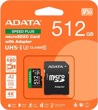 SPEED PLUS microSDXC 512 GB (UHS-I U3, Class 10, V30, A2)