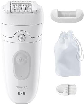 Epilator Braun Silk-épil 5-011, bijelo/srebrni, s vrećicom za pohranu i masažnim nastavkom