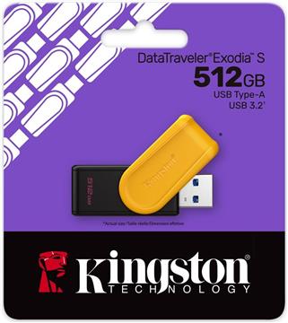 Kingston Technology DataTraveler 512GB Portable USB 3.2 Gen 1 Exodia S (Black/Yellow)