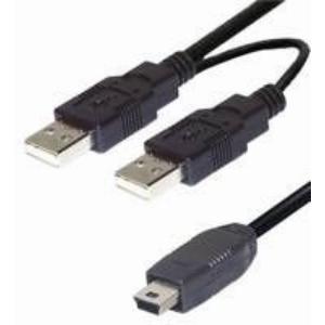 USB Y kabel 1,5m, 2xAM - 5 pin, Transmedia C165-L, crni