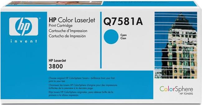 Toner HP Q7581A, Cyan