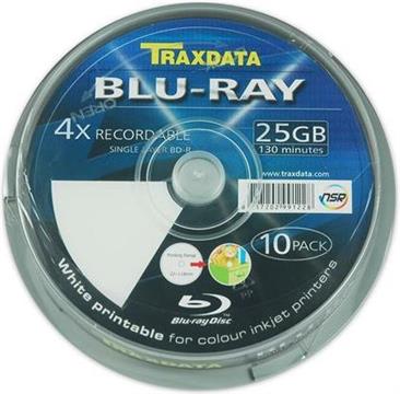 BLU RAY MEDIJ TRAXDATA 25GB 4X PRINTABLE CAKE 10 kom