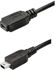 USB kabel mini 5pin M - F, Transmedia C158-KL, crni