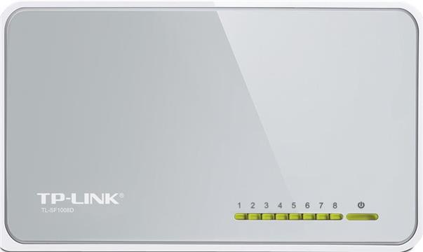 TP-Link TL-SF1008D 8-port Unmanaged mini Desktop Switch, 8×10/100M RJ45 ports, Plastic case