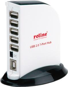 Roline "Black & White" USB Hub 7-port ext. USB2.0 with Power Supply
