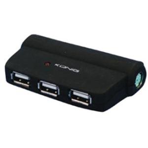 KONIG Mini Docking Station, USB 2.0 3-Port HUB + 2×PS/2