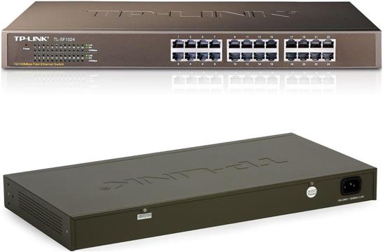 TP-Link TL-SF1024 24-port Unmanaged Switch, 24×10/100M RJ45 ports, 1U 19" Rack-mountable steel case 