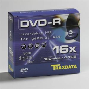 DVD-R Traxdata BOX 5, Silver, Kapacitet 4,7 GB, 5 komada box, Brzina 16x
