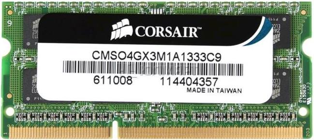 Memorija za notebook DDR3 1333 4GB MHz Corsair Value , SODIMM, CMSO4GX3M1A1333C9