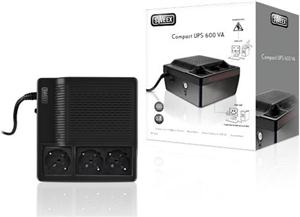 Sweex PP300, Compact UPS 600 VA 300W Connect up to 3 Different Devices, 3 x Schuko Output Receptacles, Dimensions 161 x 166 x 89.2 mm