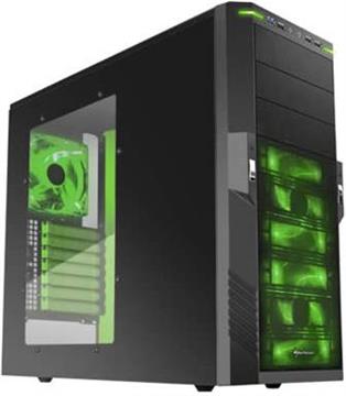 Kuciste SHARKOON T9 Value Green Edition, MIDI, plexi, crno, zeleni LED, bez PS