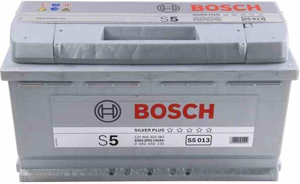Akumulator BOSCH S5 013 100Ah/830A Baterija (+ P) 353x175x190 Silver, 0 092 S50 130