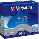 DVD Blu-Ray Verbatim BD-R SL 4× 25GB White Blue Surface 10 pack Slimcase (Single Layer)