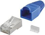 NaviaTec CAT5e shielded plug for round cable incl strain relief blue 10pc, SPLUG+SR_BLU_10