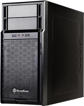 Chassis SILVERSTONE Precision PS08 Midi Tower, Micro ATX, 7 slots, 2xUSB3.0, Audio, Plastic/Steel, PSU optional, Black