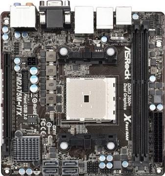 Asrock FM2 FM2A75M-ITX - AMD A75 Hudson D3, Mini-ITX, Dual Channel 2xDDR3 - 2600 