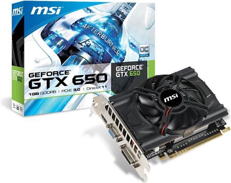 MSI GeForce GT 650 GDDR5 1GB/128bit, 1071MHz/5000MHz, PCI-E 3.0 x16, HDMI, DVI, VGA, Cooler (Double Slot), Retail