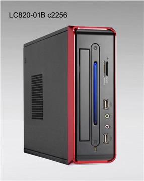 Linkworld 820-01B-C2256 Mini ITX Black Red Case with Card Reader drive bays 2,5" 65w external power adapter 2x USB Audio(AC97 HD) on front 6cm fan