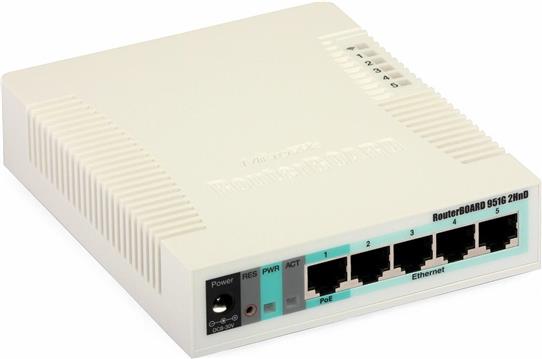 Router MikroTik RB951G-2HND, 600Mhz CPU, 128MB RAM, 5×Gigabit LAN, 2.4Ghz 802b/g/n 2x2 , bežično sa ugrađenom antenom, RouterOS L4, plastično kućište, PSU