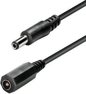 Transmedia TS 32 A, Low Voltage Extension Cable, 5,5 mm x 2,1 mm plug jack, useable up to 500 mA 12 V black 5,0 m