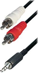 Transmedia A 49 L, Stereo Connecting Cable unshielded, 2x RCA-plug - 3,5 mm stereo plug, 1,5 m