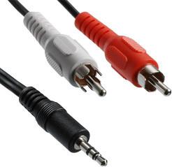 Transmedia A 49-5 L, Stereo Connecting Cable unshielded, 2x RCA-plug - 3,5 mm stereo plug, 5m
