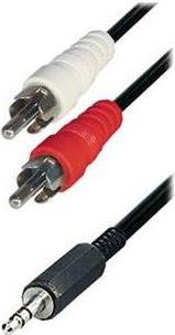 Transmedia A 49-3 L, Stereo Connecting Cable unshielded, 2x RCA-plug - 3,5 mm stereo plug, 3m