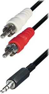 Transmedia A 49-10 L, Stereo Connecting Cable unshielded, 2x RCA-plug - 3,5 mm stereo plug, 10 m