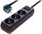 Transmedia NV 5 S, 3-way power strip with Switch, illuminated 1,4 m cord, black H05V V-F 3 x 1,5 mm2 sockets 45deg rotated with child protection