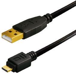 Transmedia C 251 GL, Connecting Cable USB type A plug - Micro USB type A plug 1,8 m, gold plated plug, black