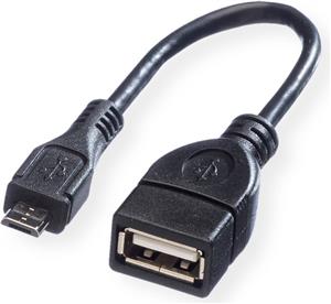 USB kabel 0,15m, Roline AF - Micro BM, crni