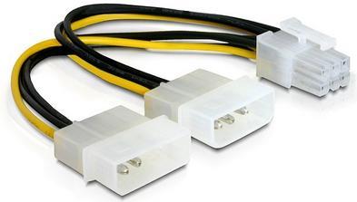 Kabel DELOCK, 2x 4-pin Molex (Ž) na 6-pin (M) za grafičku karticu, naponski, interni