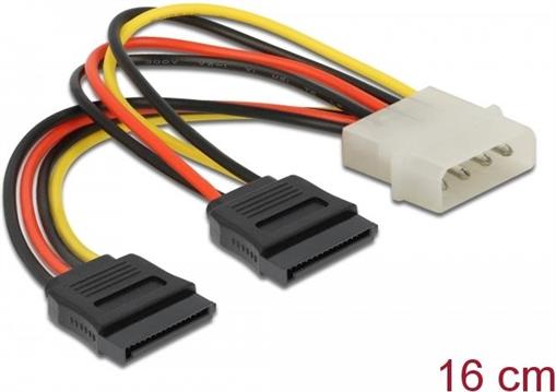 Kabel DELOCK, 4-pin Molex (M) na 2x 15-pin SATA (M), naponski, interni