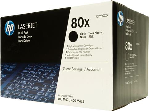 HP 80X 2-pack High Yield Black Original LJ Toner 