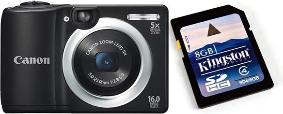 Digitalni fotoaparat Canon Power Shot A1400 + 8GB SD, 16MP, 5x, HDvideo, crni
