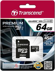 Memorijska kartica Transcend 64GB SD MICRO HC Class10 + SD adapter