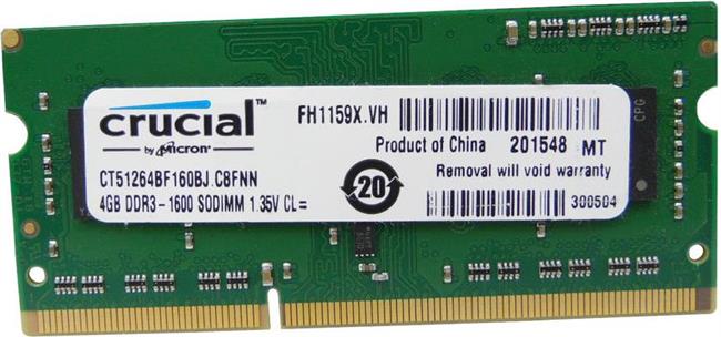 Memorija za prijenosno računalo Crucial 4 GB SO-DIMM DDR3 1600 MHz, CT51264BF160BJ