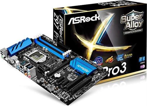 Matična ploča Asrock Z97 Pro3, Intel Z97, DDR3, zvuk, G-LAN, RAID, S-ATA, PCI-E 3.0, USB 3.0, D-SUB, DVI, HDMI, ATX, s. 1150