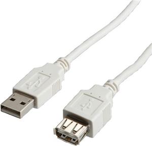 Roline USB2.0 TIP A-A (M/F), 0.8m, bež (produžni) S3111-50