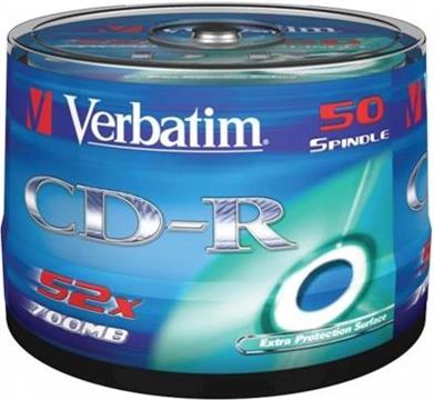 CD-R Verbatim, Kapacitet 700MB, 50 komada, Brzina 52x