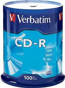 CD-R Verbatim, Kapacitet 700MB, 100 komada, Brzina 52x