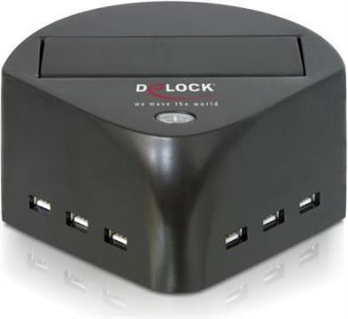 Tvrdi disk dodatak, docking station DELOCK, 2.5'' / 3.5'' SATA, USB, eSATA + 6-port USB HUB