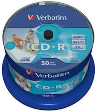 CD-R Printable Verbatim, Kapacitet 700MB, 50 komada, Brzina 52x