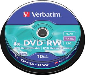 DVD-RW Verbatim, Kapacitet 4.7GB, 10 komada, Brzina 4x